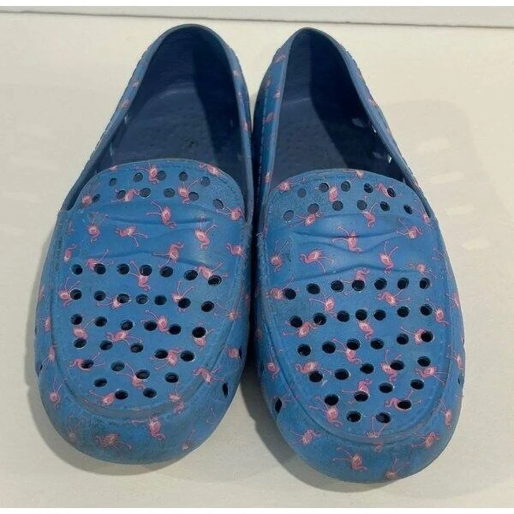 Floafers Kids Prodigy Driver Loafer Slip On Water Shoes Blue Flamingo Print 2